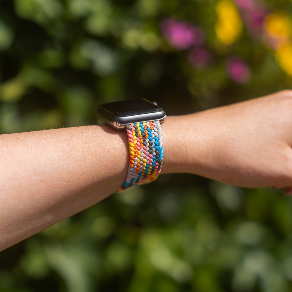 Apple Watch Bandje Regenboog Violet Gevlochten