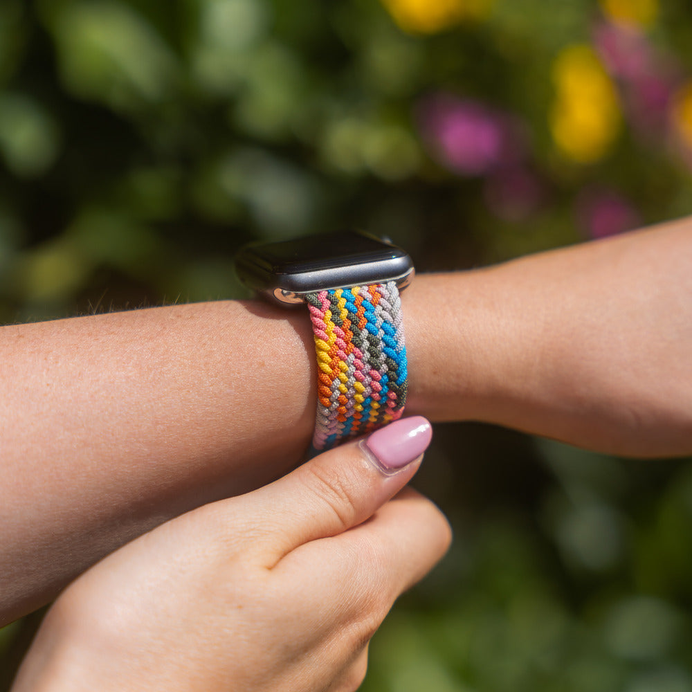 Apple Watch Bandje Regenboog Violet Gevlochten